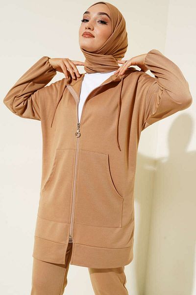 VOLT CLOTHİNG Women's Hooded Zippered Double Set