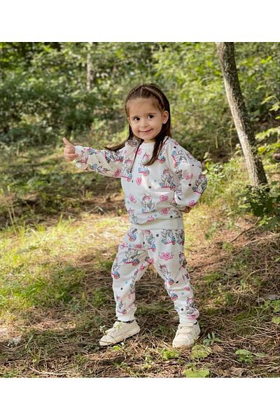 BUUFUU Girl's Pink Unicor Under-Top Set 2-8 Years