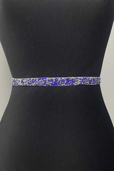 Hobigram Handmade Belt Saks Blue Bead Embroidered Evening Dress Belt Waist Accessory – Belt, Stylish Design