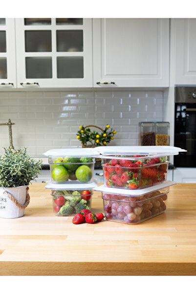 CAMBRO Mühürlü Kapaklı 4 Parça Gıda Saklama Kabı Seti 2,5l, 1,5l