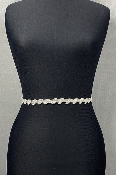 Hobigram Handmade Belt Silver Stone Thin Leaf Pattern Accessory Waist Belt – Belt, Stylish Design