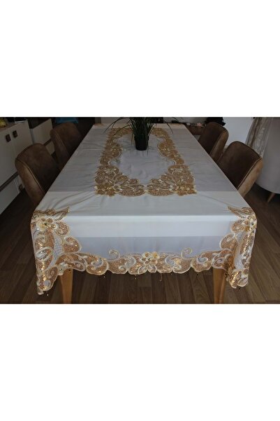 Romans Fata de masa Organza Brodata Paiete 150x225