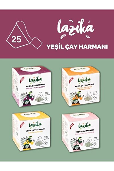 LAZİKA (4'LÜ SET) Yeşil Çay Harmanı (YAYLA-PORTAKAL GÜL- MELİSA- OOLONG)-Mayıs çayı, 25'li PLA poşet