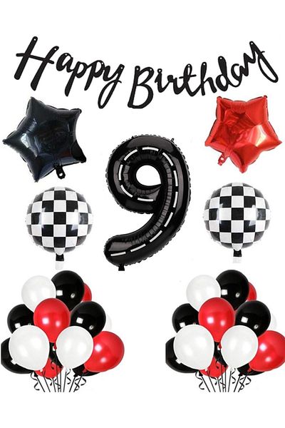 DÜVENCİ TİCARET Race Car Themed Birthday Party Celebration Balloon Set