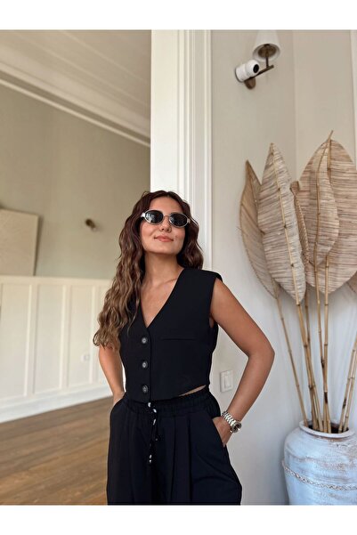 Fistan Byn Melisa Siyah Vatkalı Yelek