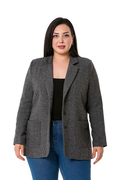 DISENTIS MODEST Jachetă gri căptușită cu un blazer cu buzunare de dimensiuni mari