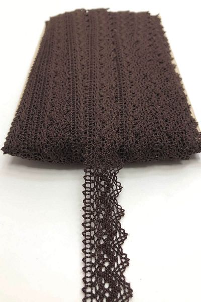 Hobigram Types of Lace Dark Brown Kopanaki Cotton Lace 2.5 cm – Lace, Stylish Design, Women's Accessory