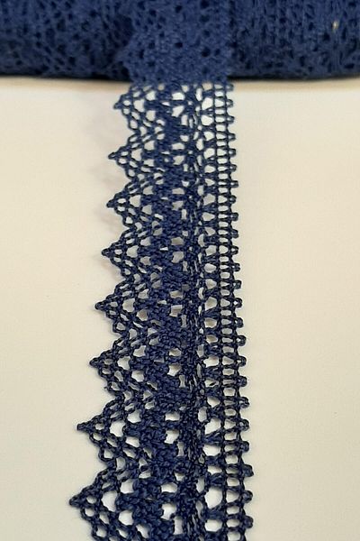 Hobigram Types of Lace Navy Blue Kopanaki Cotton Lace 2,5cm – Lace, Stylish Design, Women's Accessory