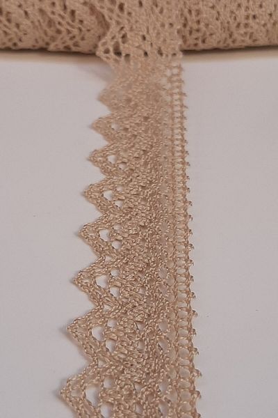 Hobigram Lace Types Beige Kopanaki Cotton Lace 2,5cm – Lace, Stylish Design, Women's Accessory
