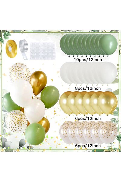 VipDeluXe 40th birthday decoration, 40 years old green gold balloons decoration set