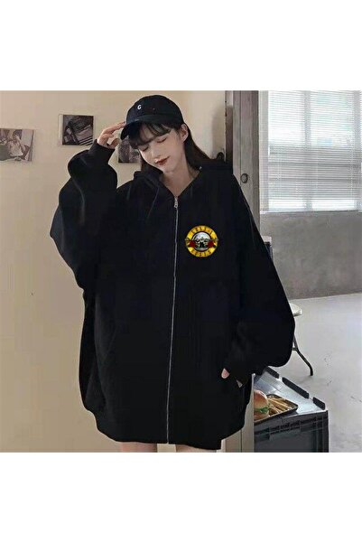 Violon Ζακέτα με κουκούλα με φερμουάρ Guns N' Roses Oversize Μαύρη ζακέτα με ...