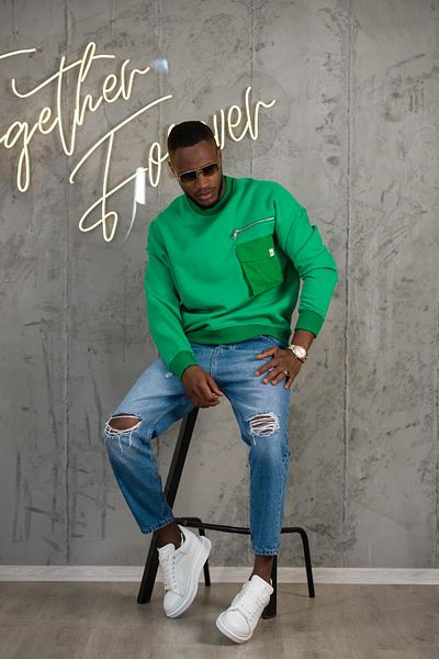 AKÇAYLAR Oversize 3 Thread Crew Neck Basic φούτερ με τσέπη και φλις εσωτερικά