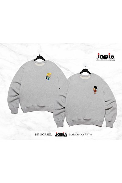 Jobia Outdoors Unisex Γυναικείες άντρες Cedric Chen Printed Lover Couple Συνδυασμός λαιμόκοψης 3 κλωστών Σετ 2 τεμαχίων