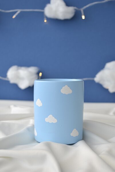 Bi' Dolu Dükkan Light Blue Cloudy Pen Holder and Makeup Brush Holder - Desktop Organizer