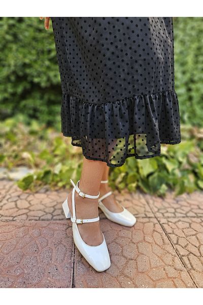 EPTC White Patent Leather Square Blunt Toe Shoes