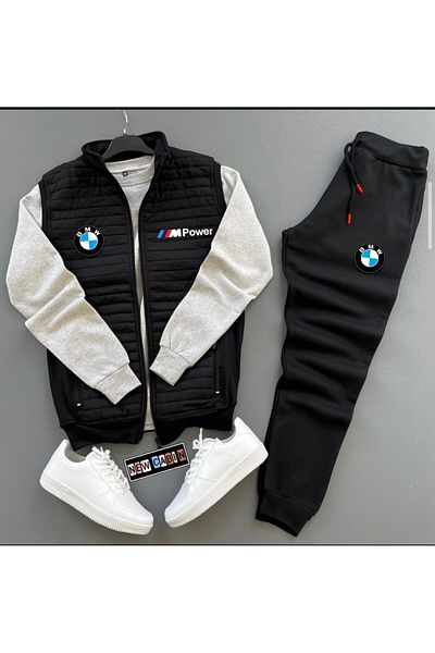 NewCabin New Season Mpower εμπριμέ βαμβακερό καπιτονέ τζάκετ-παντελόνι-φόρεμα 3 τεμαχίων επάνω-κάτω σετ
