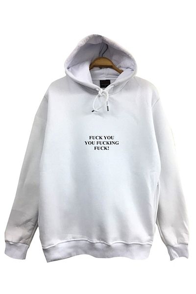 fame-stoned Φούτερ με στάμπα Haggard Unisex 100% βαμβακερή λευκή κουκούλα
