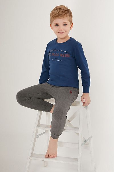 U.S. Polo Assn. BAZA. Polo Assn. Costum de pijama cu mânecă lungă pentru băiat strălucitor