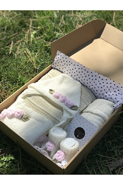 Sincabın Düşleri Welcome Baby Gift Box Set Knitwear Blanket Jumpsuit Cardigan...