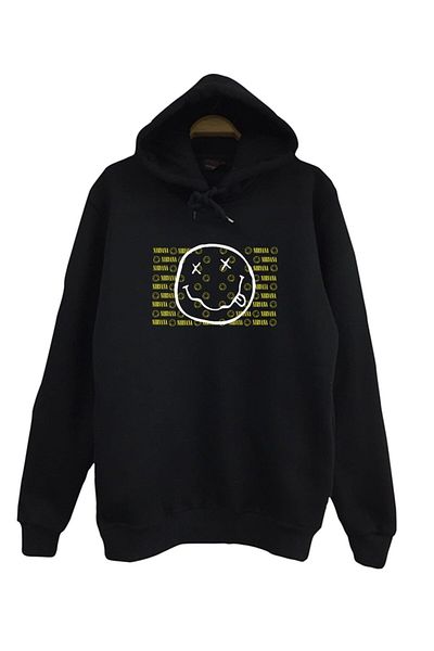 fame-stoned Hanorac cu glugă cu imprimeu Nirvana-wolf Cobain