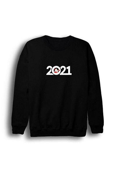 fame-stoned Hanorac unisex negru 2021 cu imprimeu de Anul Nou