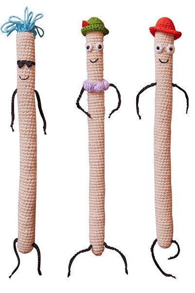 FOKUR FOKUR MUTFAK Organik El Yapımı Örgü Oyuncak Spagetti Makarna 2 Adet