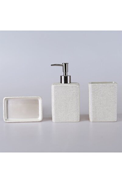 Selim Linen 3 Parça Banyo Seti İnci