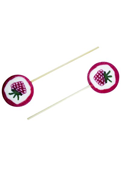 şekeyci Strawberry Patterned Fruit Lollipop Polish Candy - 10 Pieces