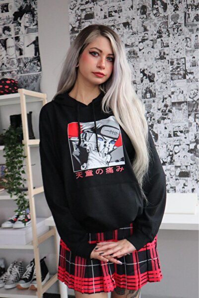 Gofeel سويت شيرت ناروتو مكتوب باللون الأحمر 3 خيوط راستر ستريتوير هوديي GOFEEL