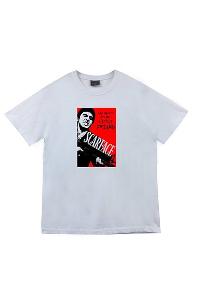 fame-stoned Scarface Tony Montana εμπριμέ Unisex 100% βαμβακερό λευκό μπλουζάκι