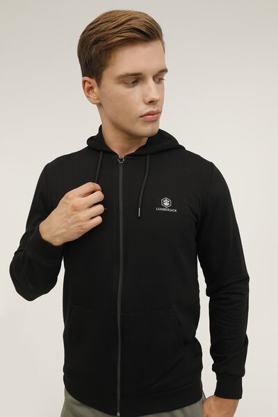 lumberjack M-Sn72 Basic Fz Hod 3Pr Black Men's Tracksuit Top