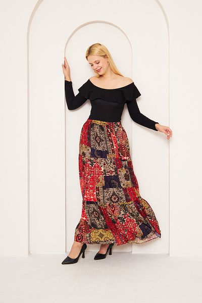 comstar LAYERS Patterned Viscose Skirt, Viscose Skirt, LONG Skirt, Hijab Skirt, Daily Skirt, Long Skirt