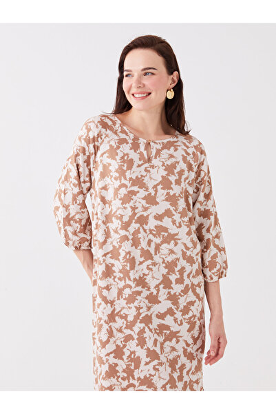 LC Waikiki Γυναικείο φόρεμα σε γραμμή Α με μοτίβο με λαιμόκοψη