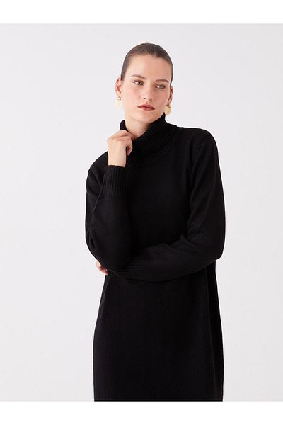 LC Waikiki Oversize Γυναικείο Πλεκτό Φόρεμα - Ζιόν, Μασίφ μακρυμάνικο