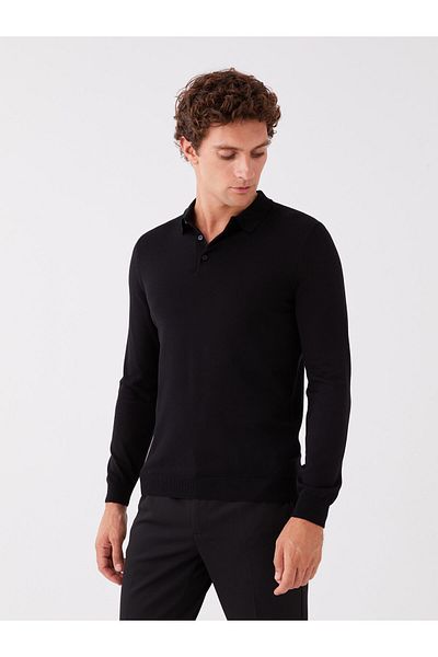 LC Waikiki Men's Knitwear Sweater - Polo Collar, Long Sleeve