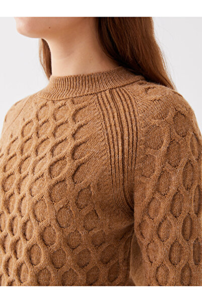 LC Waikiki Crew nyakú, saját mintás, hosszú ujjú női kötött pulóver