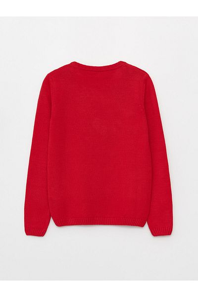 LC Waikiki New Year's Themed - Long Sleeve Crew Neck Girls' Knitwear Sweater