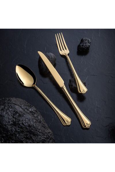 Nehir Titanium Fulya Altın 84 Parça Kutulu Çatal Kaşık Bıçak Seti