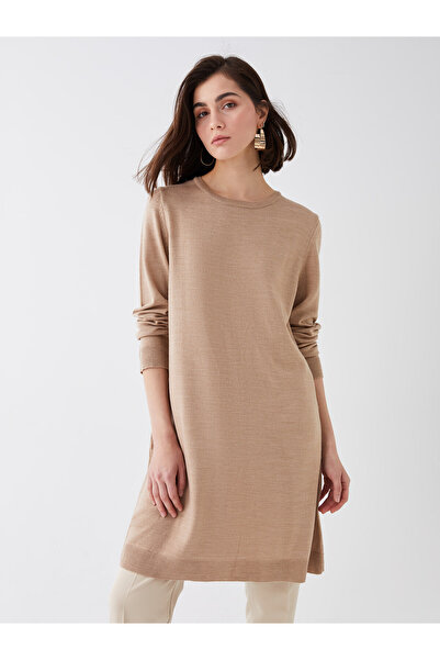 LC Waikiki Дамска трикотажна туника с кръгло деколте и дълъг ръкав