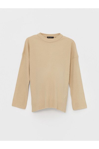 LC Waikiki Rundhalsausschnitt, selbstgemusterter Langarm-Umstands-Strickpullover