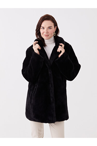 LC Waikiki Kadın Ceket Yaka Düz Kürklü Kaban