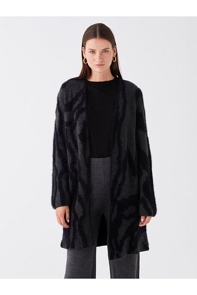LC Waikiki Shawl Collar Patterned Long Sleeve Women's Knitwear Cardigan
