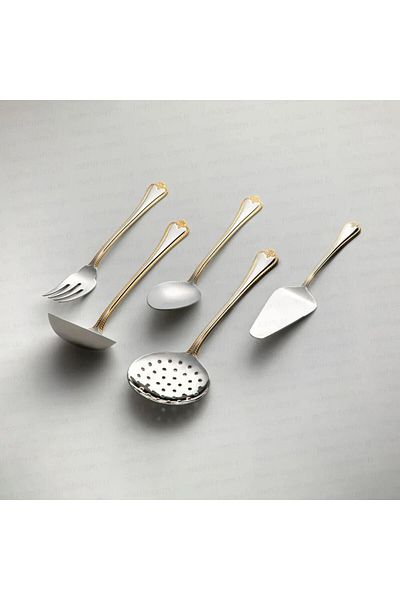 Nehir Fulya Gold Satin 5 Piece Service Set