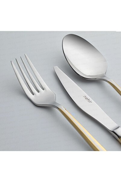 Nehir Milano Altın Saten 84 Parça Kutulu Çatal Kaşık Bıçak Takımı