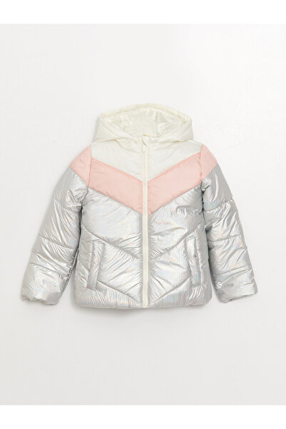 LC Waikiki Hooded Color Blocked Girl's Puffer Jacket