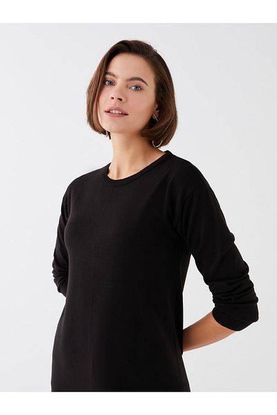 LC Waikiki Dámská pletená tunika s jednoduchým dlouhým rukávem Crew Neck