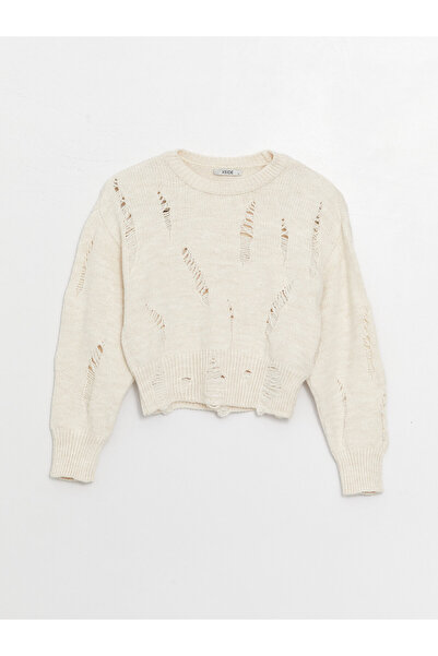 LC Waikiki Dámský pletený svetr s dlouhým rukávem a výstřihem