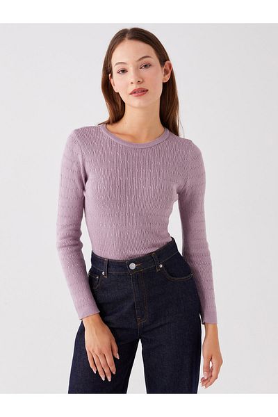 LC Waikiki Pulover de damă cu mânecă lungă și decolteu cu model