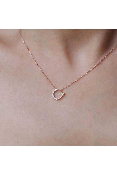 Minamis Silver Minimal Ay Yıldız 925 Ayar Gümüş Kolye