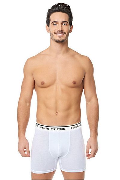 Seher Ανδρικό λευκό 6 αστέρων Lycra Cotton Boxer 0060